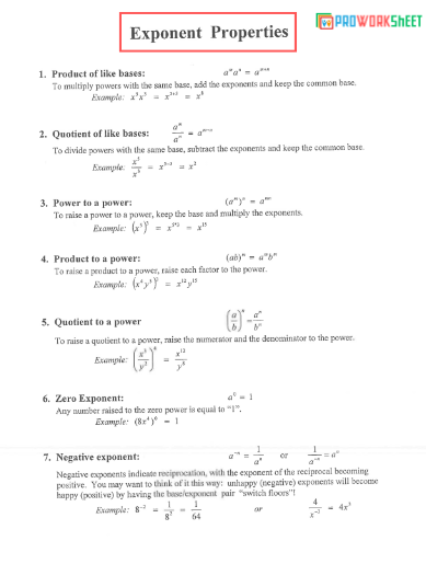 simplifying exponents worksheet pdf