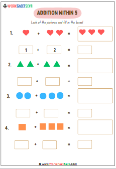 Addition Within 5 With Pictures worksheet