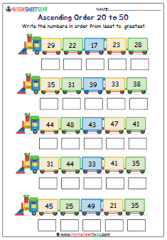 Ascending Order 20 to 50 pdf