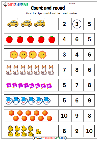 Counting and Rounds Number 1 to 10 worksheet