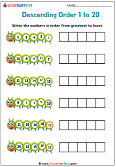 Descending Order 1 to 20 pdf