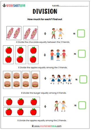 Division for Grade 2 With Pictures worksheet