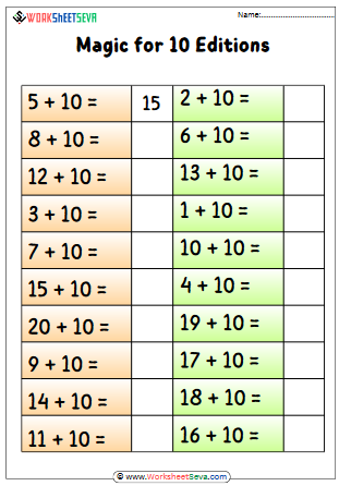 Magic for 10 Addition worksheet