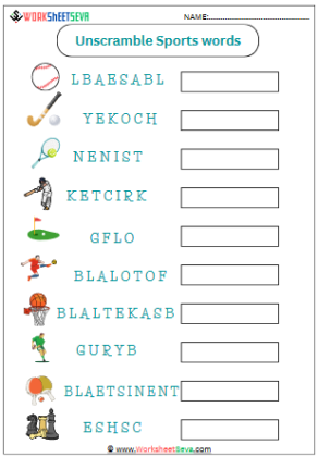 Unscramble Sports Words worksheet