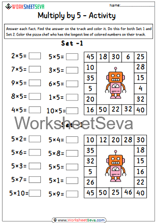 Multiply by 5 - Game Activity worksheet