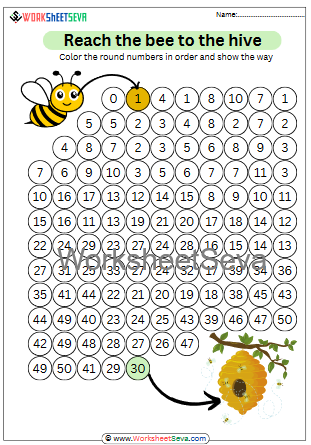 Number Order Puzzle 1 to 30 worksheet