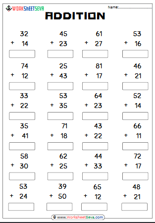 two digit addition without regrouping worksheets