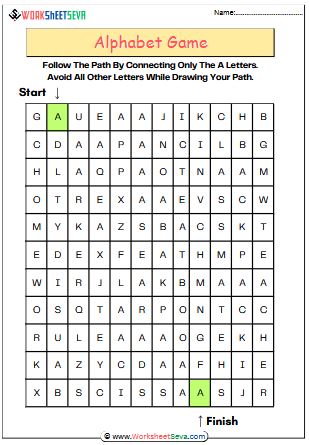 Alphabet "A" Game Worksheet