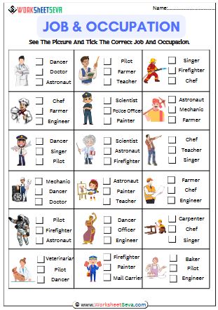 Identify Jobs and Occupation kids Activity worksheet