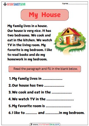 Answer from the paragraph - My Home worksheet