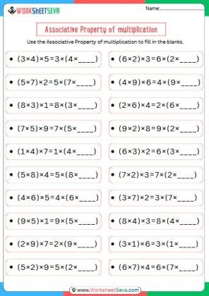 Associative Property of multiplication Grade 3 worksheet