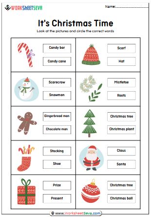 Christmas Time Vocabulary Worksheet