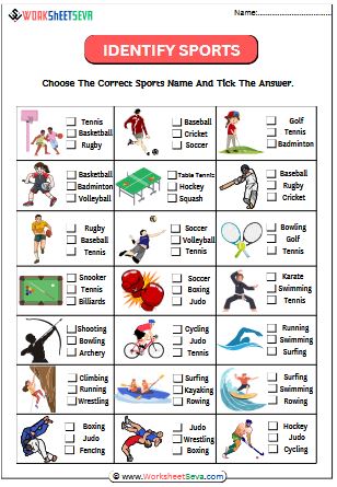 Identify the Game - Tick the Answer worksheet