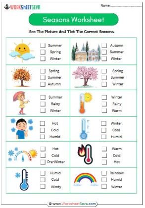 Match the Picture to the Season Name worksheet