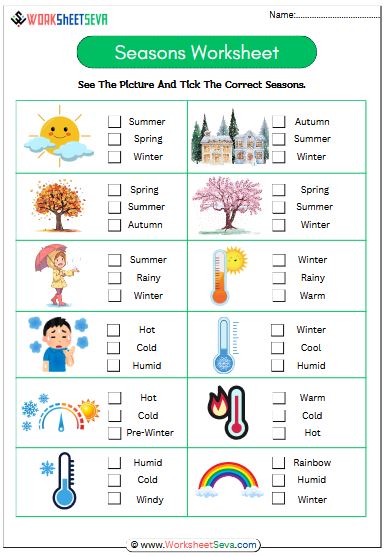 Match the Picture to the Season Name worksheet