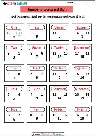 Number in words and Digit worksheet