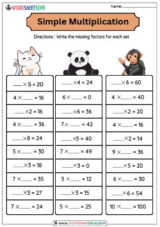 Simple Multiplication Practice worksheet