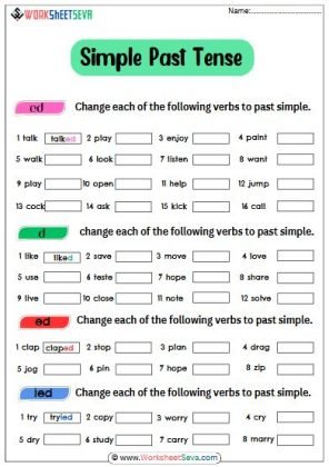 Simple Past Tense Exercise worksheet pdf