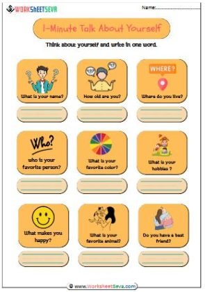 About Yourself - Speaking Cards worksheet