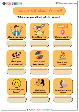 About Yourself - Speaking Cards worksheet