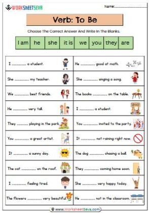 Verb to Be Fill in the Blanks worksheet