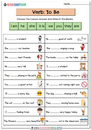 Verb to Be Fill in the Blanks worksheet