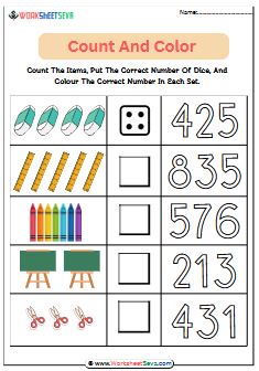 Count and Color for Nursery worksheet