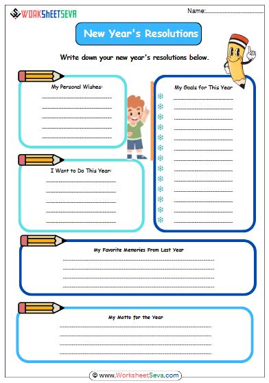 kids' new year's resolution worksheet