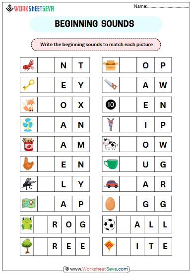 Beginning Sounds Grade 1 worksheet