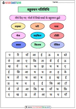 Bahuvachan Activity Grade 3 worksheet