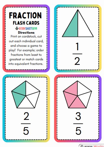 Fraction Flash Cards Printable free pdf