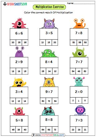 Multiplication Exercise Grade 1 worksheet