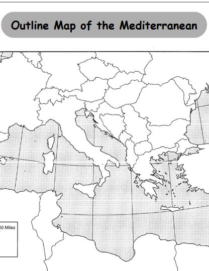 Outline Map of the Mediterranean Region worksheet