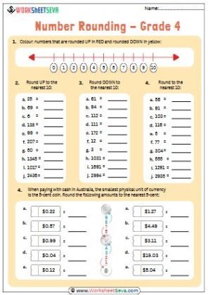 Rounding Numbers Grade 4 worksheet