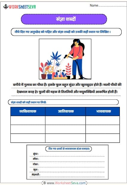 संज्ञा पहचानो worksheet