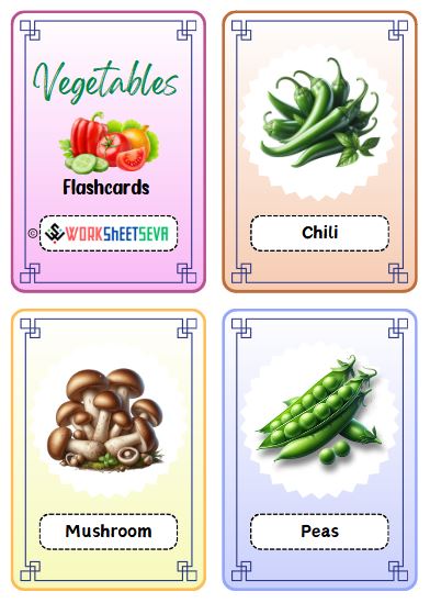 Vegetables Flashcards With Names Printable