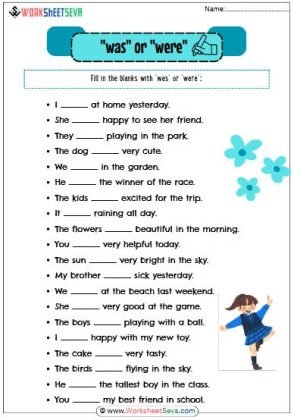Was Were Worksheet for Class 2 worksheet