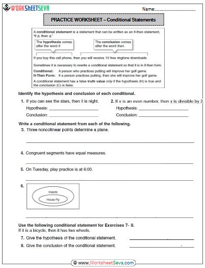 Conditionals Statements worksheet pdf