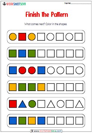 Pattern for Class 3 worksheet