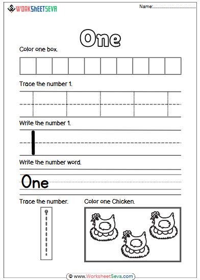 Writing Practice 1 to 10 worksheet