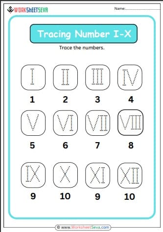 Tracing Roman Numbers With Clock Activity Worksheet