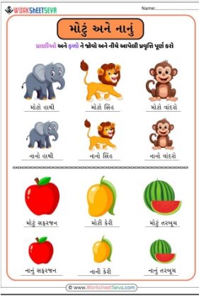 મોટું અને નાનું - activity worksheet