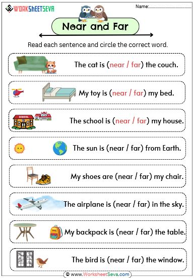 Near and Far With Picture worksheet