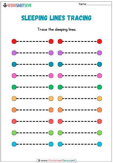 Sleeping Lines Tracing worksheet pdf