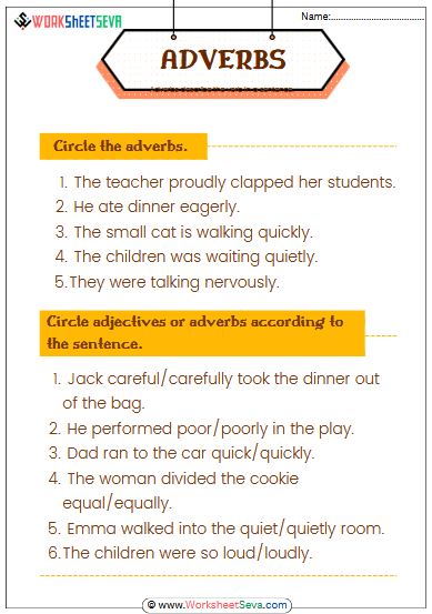 adverbs for class 5 worksheet free