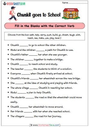 Chuskit Goes to School worksheet
