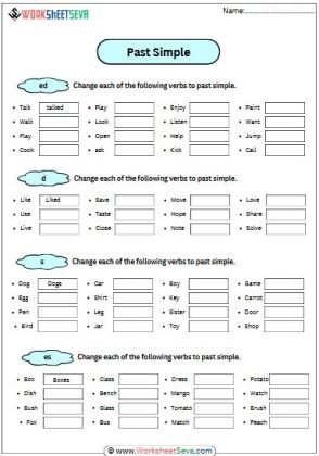 Past Simple Exercises worksheet pdf