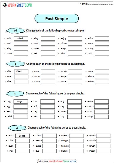 Past Simple Exercises worksheet pdf