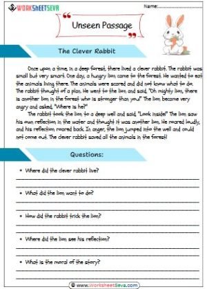Unseen Passage for class 3 worksheet