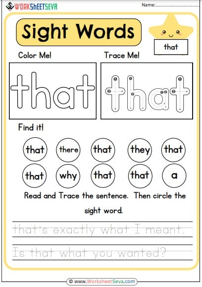 that color and trace it activity worksheet